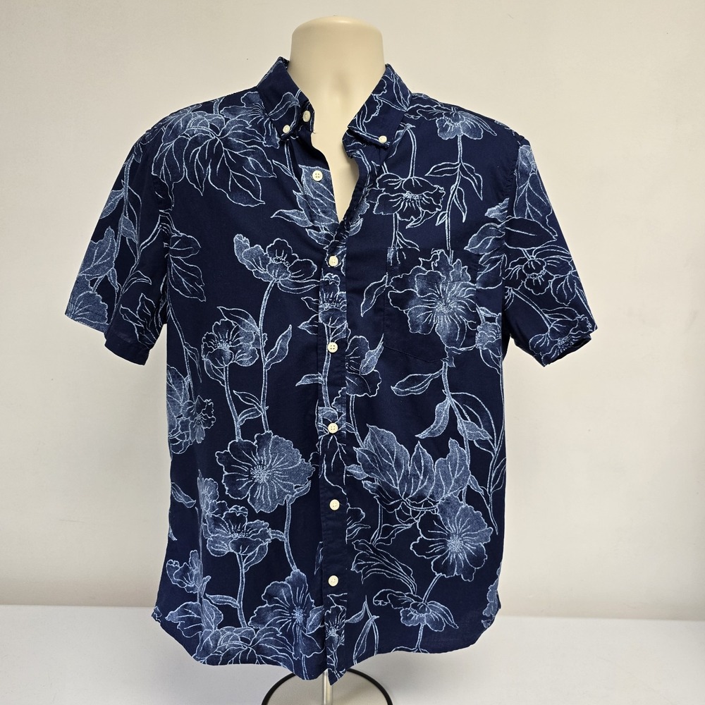 Gap Floral Shirt Mens Size L Slim Fit Short Sleeve Button Down Vacation Beach